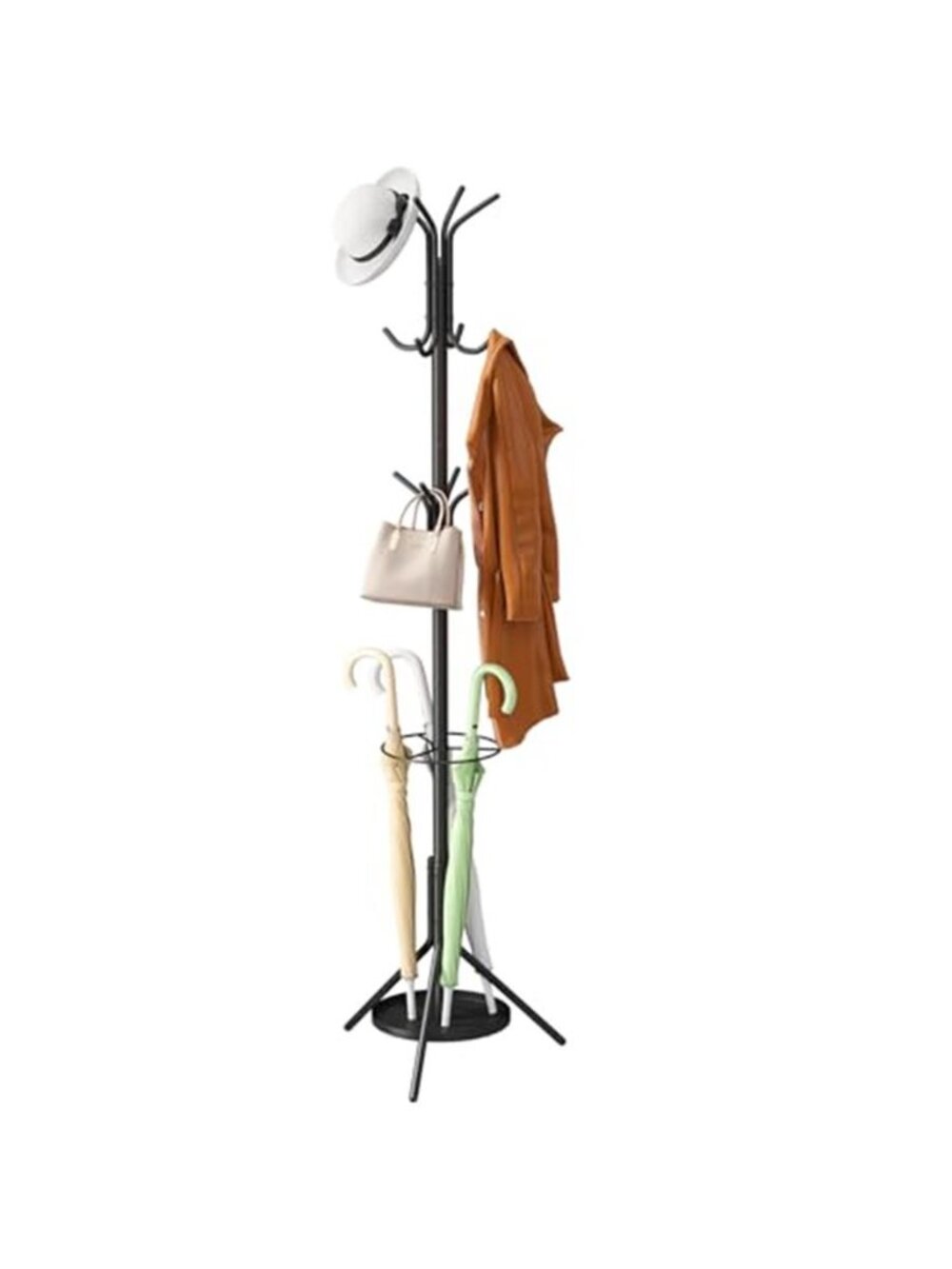 Coat Rack Freestanding Entryway Hanger Stand Umbrella Holder